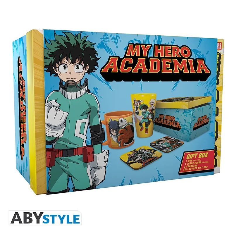 MY HERO ACADEMIA - Pack Glass XXL + Mug + 2 Coasters "Heroes"